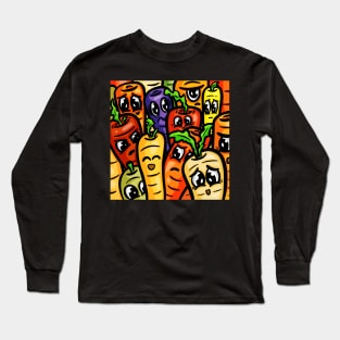 Carrots Many Colorful Carrots Cartoon Illustration Long Sleeve T-Shirt